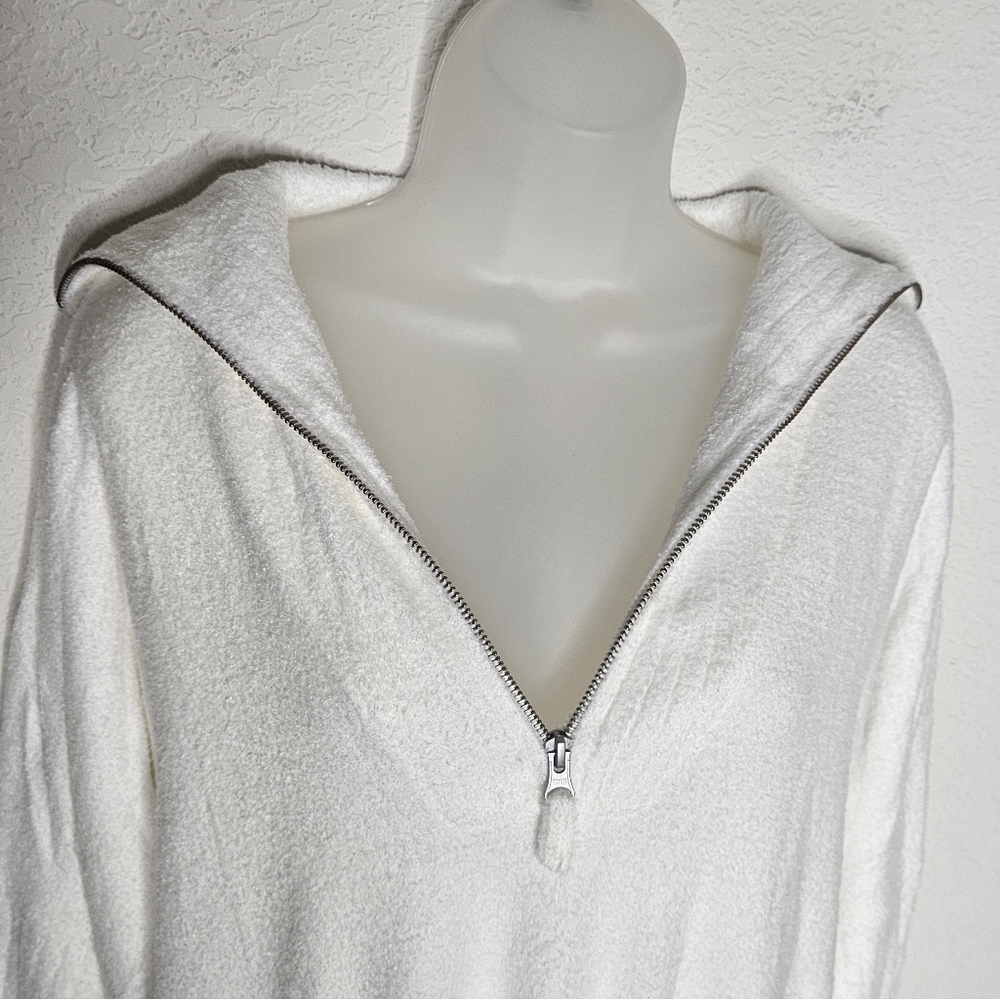NWT Barefoot Dreams CozyChic Lite Half Zip Rolled Edge Tunic Sea Salt Soft S/M - Picture 6 of 13